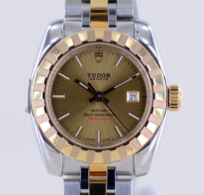 Tudor Uhr Classic Date 28mm Lady Champagner Dial Stahl-Gold selten Neu ungetrage