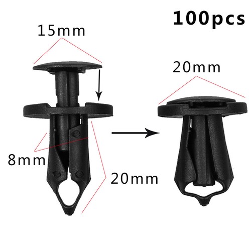 Car Parts 100x 8mm Bumper Clips - Auto Car Plastic Rivets Fasteners For Fender Trim K 528777 - Foto 12