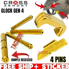 Cross Armory for GLOCK Gen 4 GOLD Extend Slide Lock Magazine Release Dimple Pins