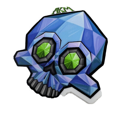 2022 AKM PIPEMAKER BLUE FACET SKULL STICKER/DECAL / HEADY GLASS  