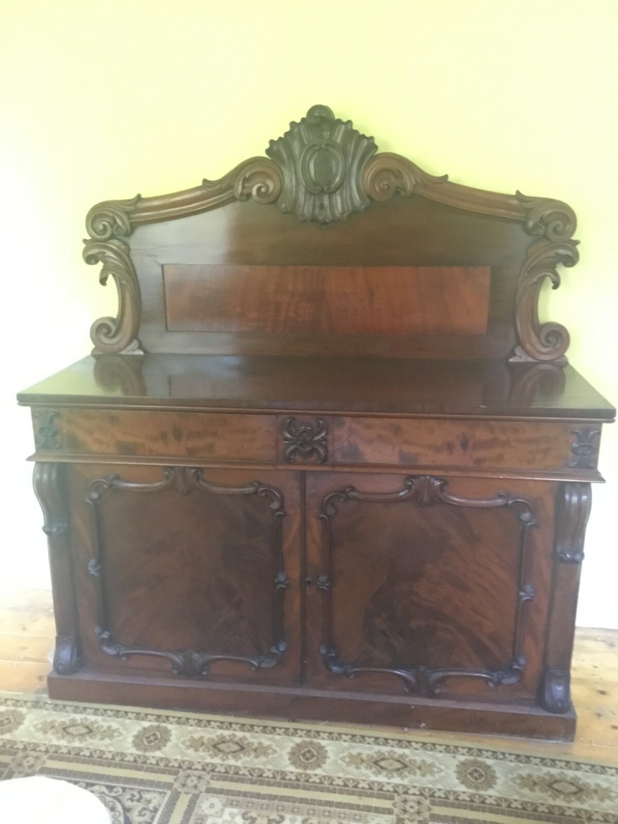 Large antique solid mahogany cabinet buffet for sale