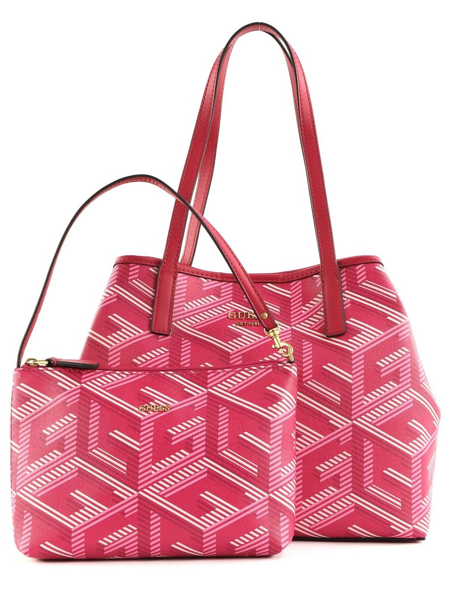 GUESS Vikky tote shoulder utensil bag bag magenta logo red pink