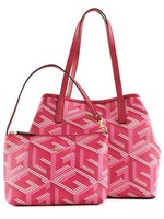 Guess Vikky Tote Schultertasche Utensilientasche Tasche Magenta Logo Rot Rosa