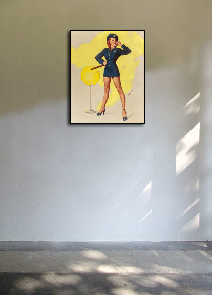 Gil Elvgren Stop Sign ピンナップアート 額装 1940s Gil Elvgren PinUp Police Woman Poster - 