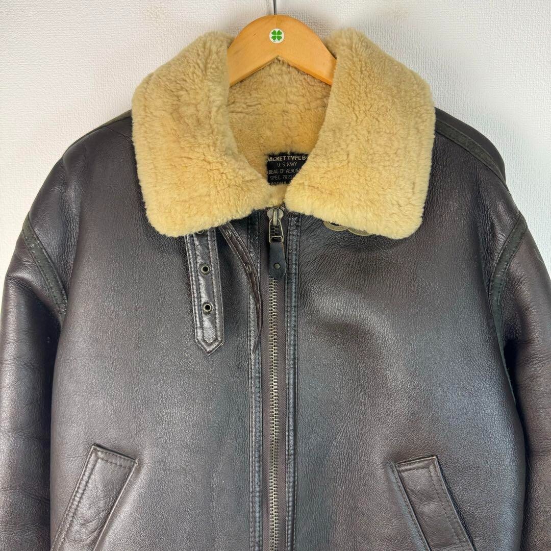 90s B-3 Boa jacket Mouton Leather jacket American casual