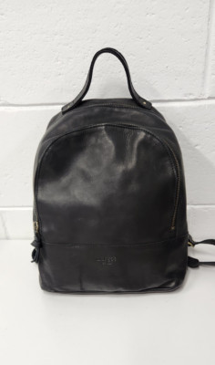 Margot 100% Genuine Leather Black Backpack, Zipper Closure 