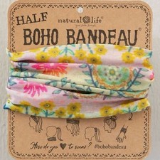 Half Boho Bandeau Headband - Mint Borders - 398