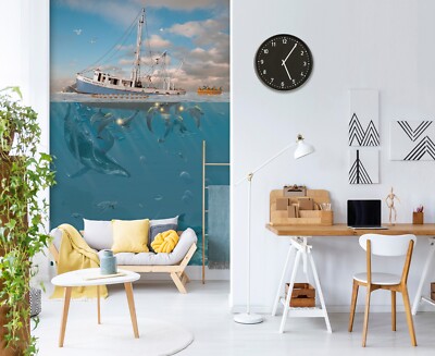 3D Delphin Zorn C852 Tapete Wandbild Fototapete Vincent Amy