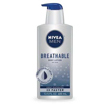 NIVEA MEN Breathable Body Lotion, 48 Hour Hydrating Lotion for Men, 13.5 Fl Oz B