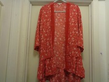 KIMONO BOHO BEAUTIFUL RED  WHITE FLOWERS KIMONO TOP S