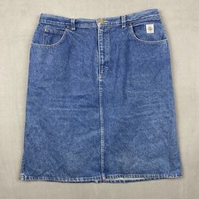 Vintage Essentials Sport II Denim Pencil Skirt Womens Large L Blue Jean Retro