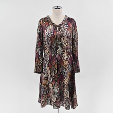 Rebecca Taylor Silk Met Python Dress Womens Size 6 Snake Print Purple Mob Wife