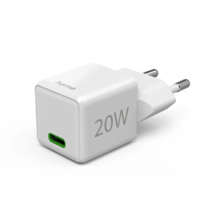 Hama Schnellladegeraet USB-C PD/Qualcomm Super-Mini-Charger 20 W Weiß 00201980