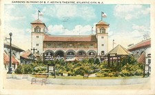 1920 Gardens In Front Of B.F Keith's Theater, Atlantic City, New Jersey Postcard