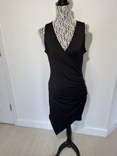 New Formal Black Dress Size L Asymetrical Sleeveless Stretchy Party Cocktail