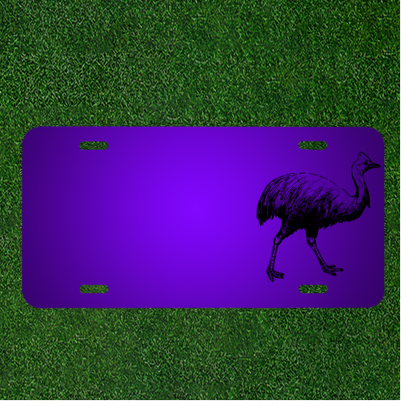 Custom Personalized License Plate with Names on Cassowary Bird Feathers Design