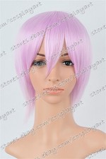 US 14inch Cosplay Wigs with Bangs Pink Synthetic Wigs for Coser