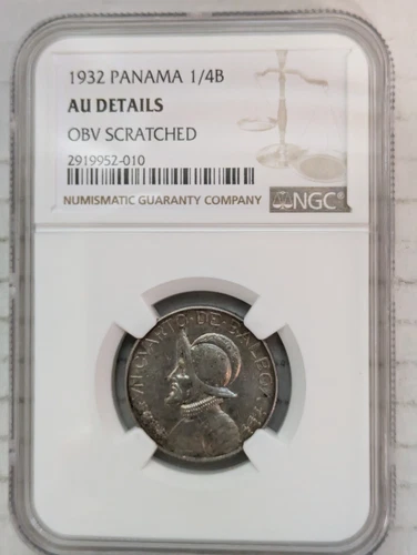 1932 Panama 1/4 Balboa 90% Silver NGC AU Details KM#11.1 Philadelphia