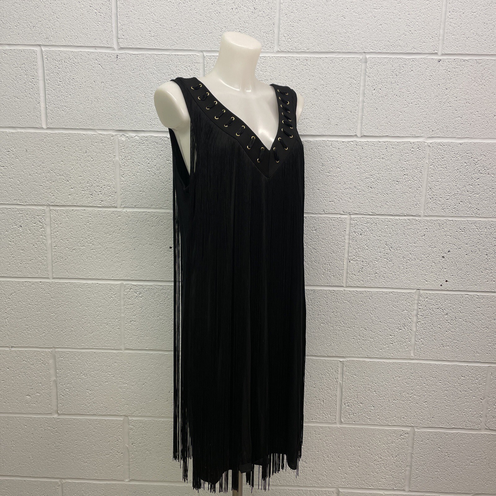 Biba Black Tassel Boho Party Evening Gatsby Flapper Dress Size L eBay