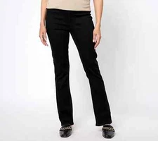 NEW denim & co signature perfect flex pull on jeans BLACK 8 PETITE 8P