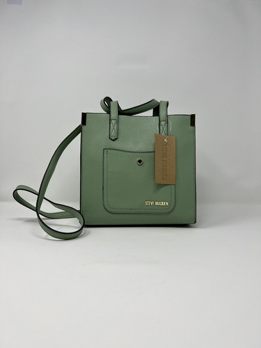 Steve Madden Tote Handbag Basil Green with Gold Zipper & Accents - New with Tags