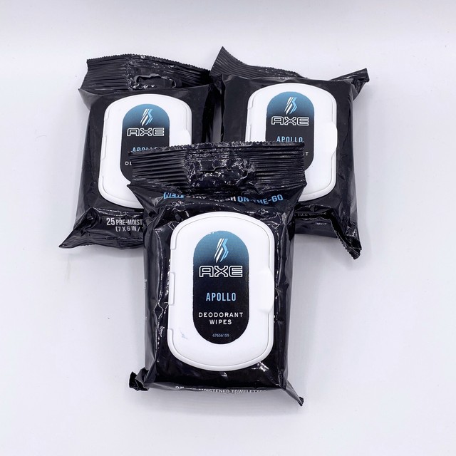 Lot of 3 AXE Apollo Deodorant Wipes 25 PreMoistened Towelettes eBay
