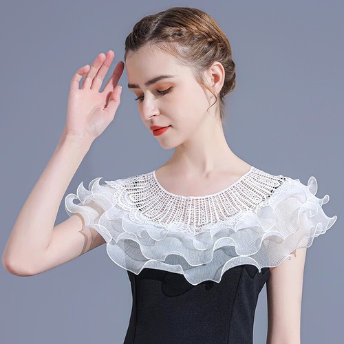 Women Layered Ruffles Lace Bolero Prom Wedding Dress Shawl Shrug Wrap Cover Up - Picture 5 of 19
