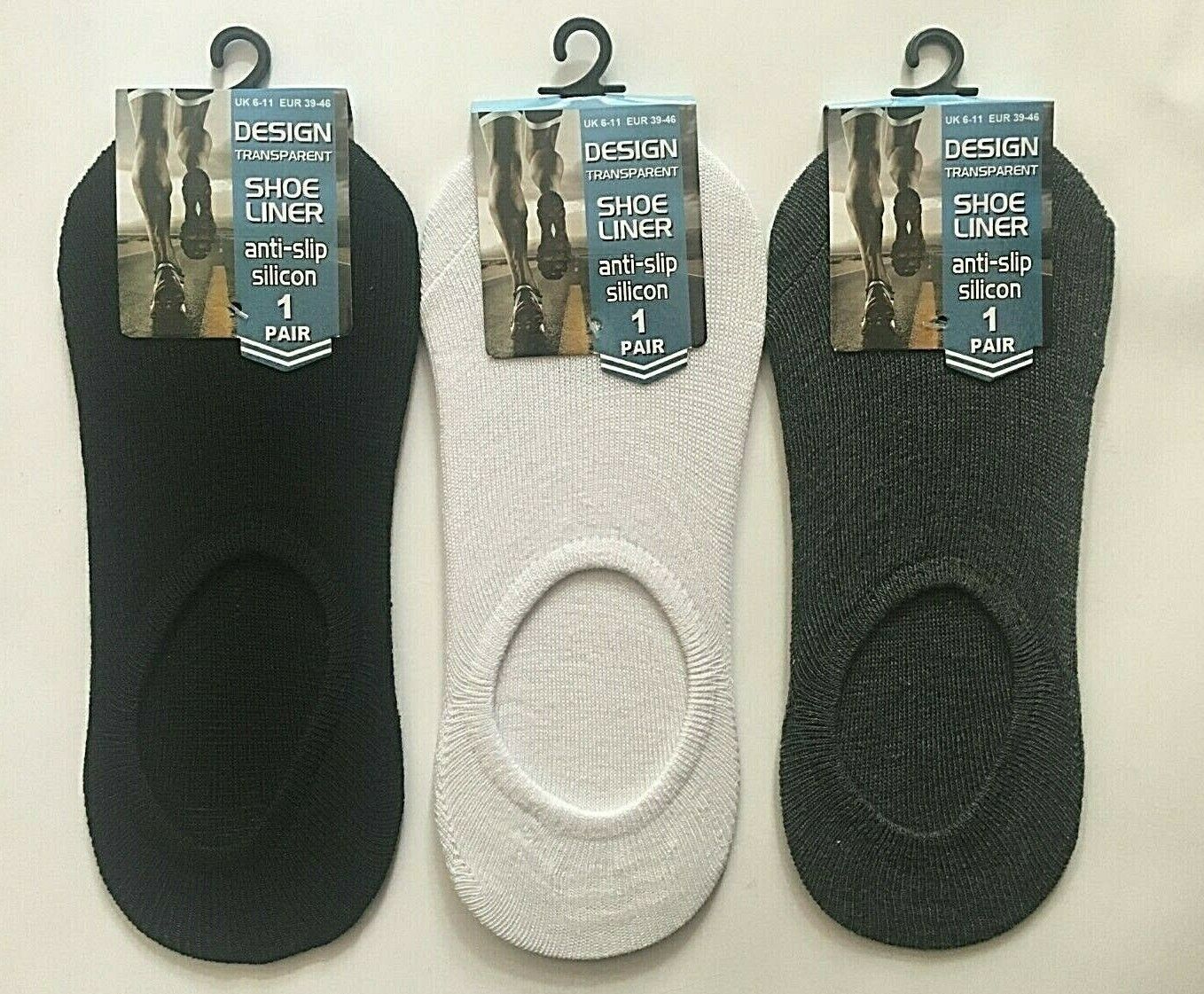 Mens Invisible Trainer Socks No Show Shoe Liner Anti Slip Comfort Socks
