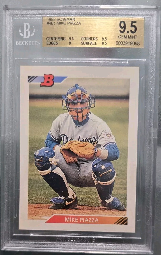 その他 92 bowman mike piazza rc GM!! Mike Piazza RC Rookie 1992 BOWMAN #461 Dodgers ~ Mets ⭐GREAT