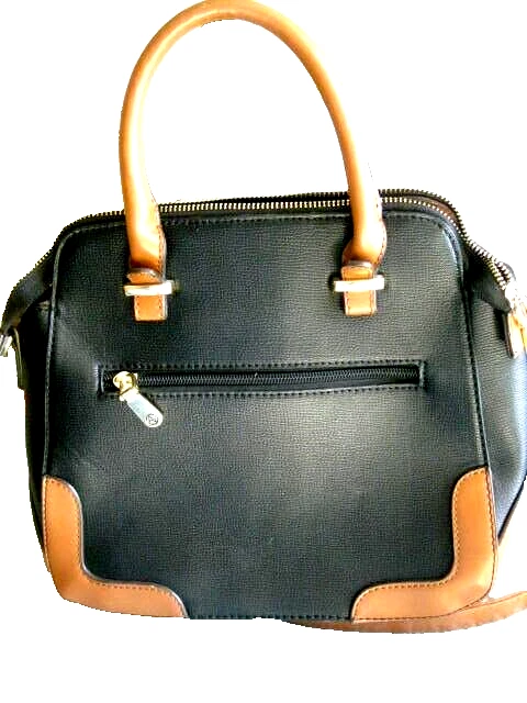 Adrienne Vittadini Bolso de Hombro, Bolso de Mano, Bandolera Negro con Borde Marrón 10x10 Foto 4 de 4