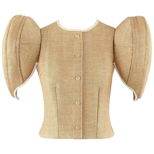 Walter Van Beirendonck, WALTER VAN BEIRENDONCK S/S 2006 Wicker Structured Circle Sleeve Button Front Top
