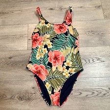 Hurley Size Small One Piece Swimsuit Pink Poppy Floral Adjustable Straps