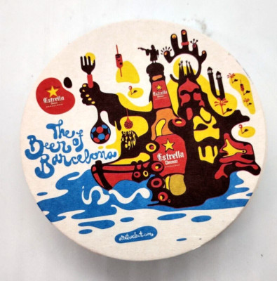Set of 20 Estrella Damm Beer Coasters, The Beer of Barcelona, Soccer, Boat