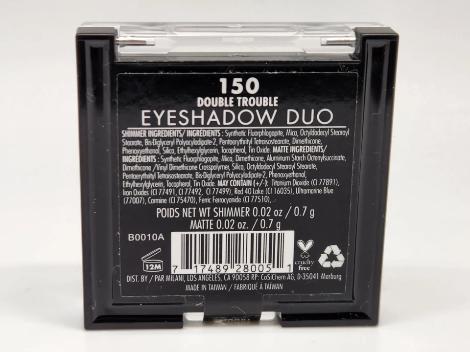 2 peças Milani Eyeshadow Duo 150 Double Trouble (rosa fosco + roxo fosco) - Imagem 2 de 2