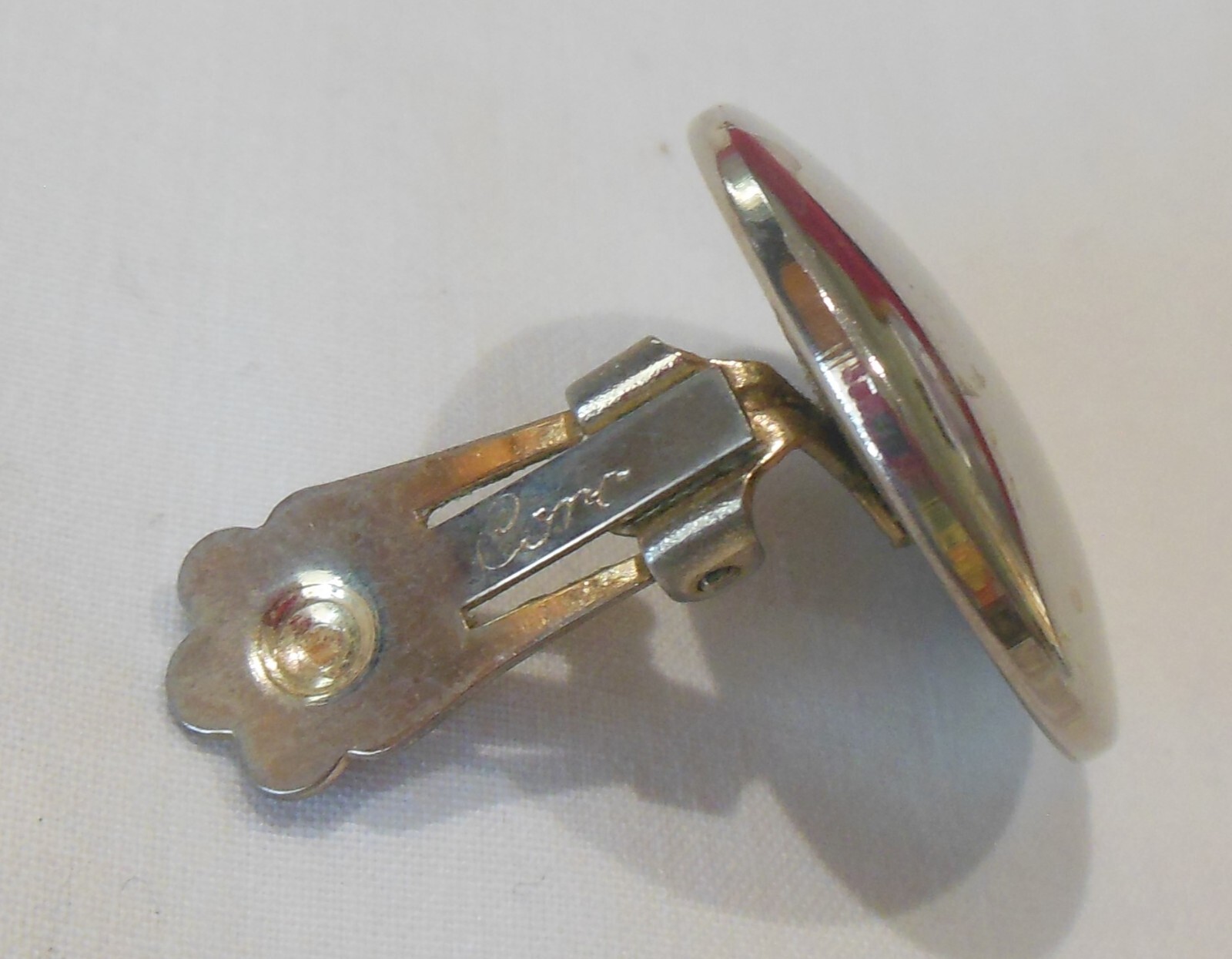 Coro Script Gold-tone Round Flat Button Clip On E… - image 8