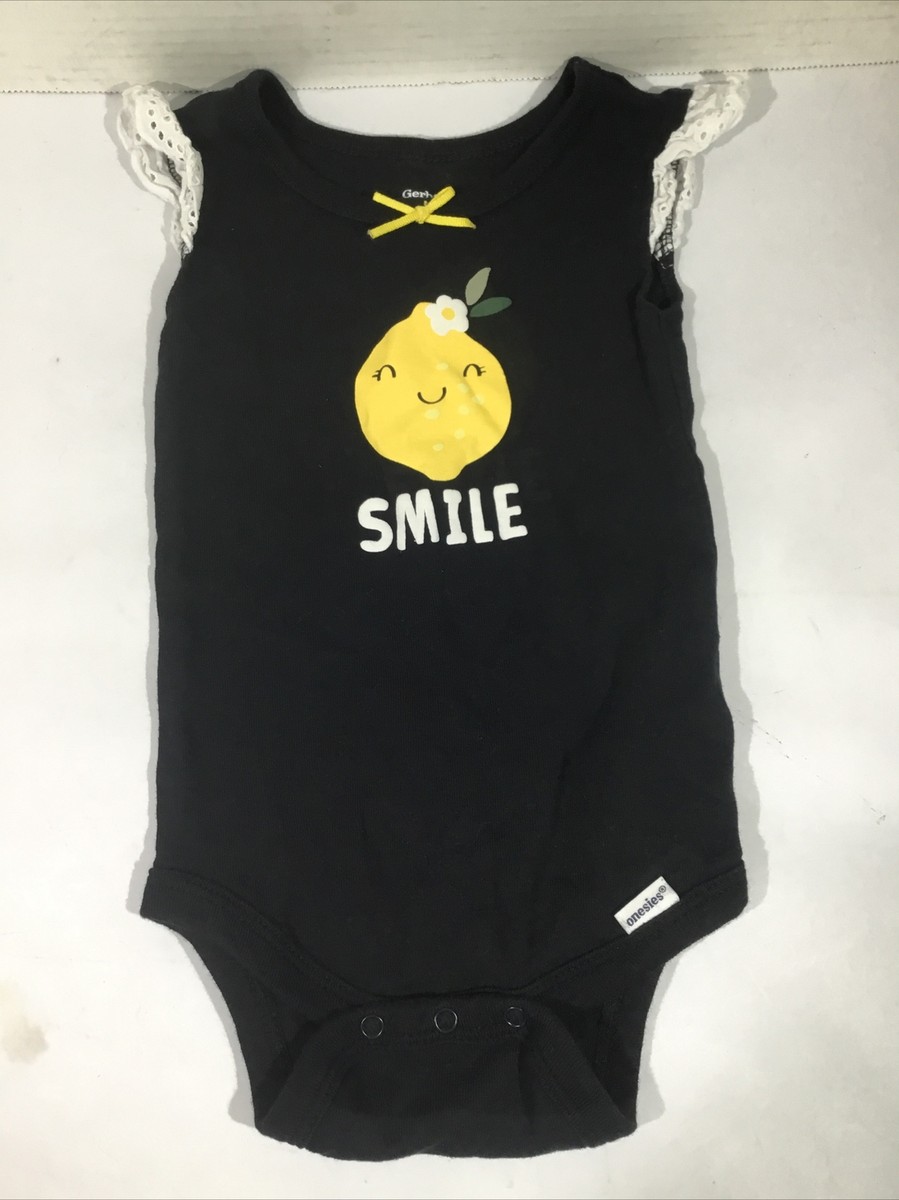 Gerber Infant Girls Size 6-9 Months Black “Smile” Sleeveless