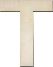 12 Inch Wooden Letter T, 1/4 Inch Thick Large Unfinished Wood Letter for Home Wa