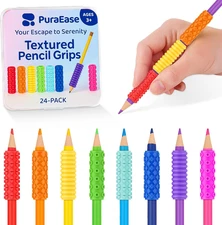 Textured Pencil Grips for Kids, Teens & Adults – 24PC Sensory Fidget Toys for...