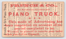 c1874 French & Co Piano Truck Postal Card Davenport IA Advertising to Ludlow VT