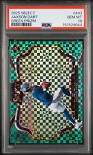 2025 PANINI SELECT GREEN PRIZM #493 JAXSON DART 5/5 PSA 10