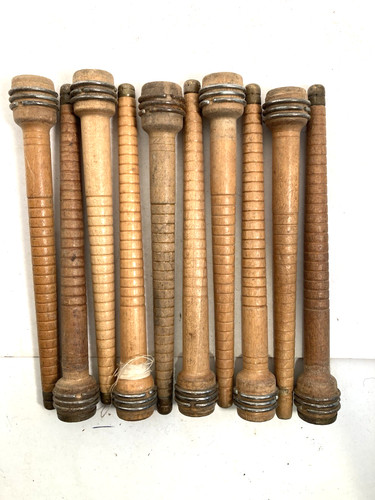 Wood Bobbins Spools Wooden Industrial Style Spindles 8.75" Wooden Quills Lot-10: