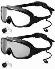 Swim Goggles 2 Pack, Wide View Anti Fog UV Swimming Goggles for Audlt, No Lea...