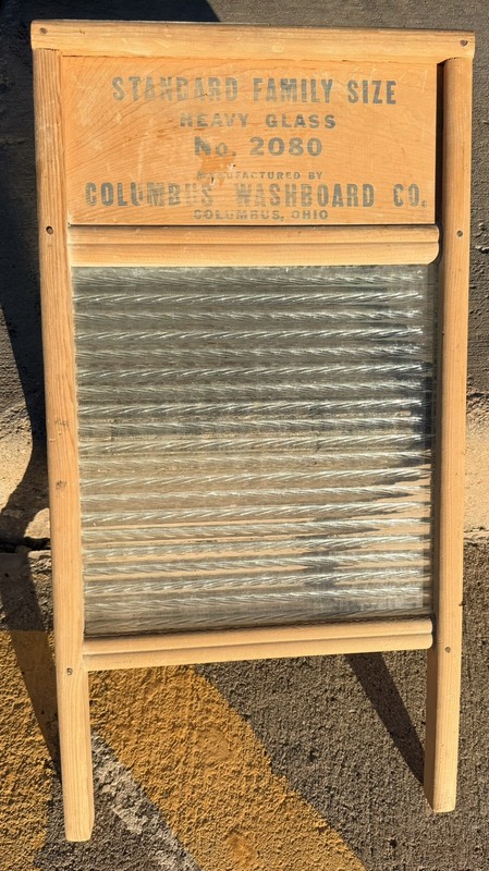 Columbus Washboard Co. Standard Family Size Heavy Glass Washboard No. 2080