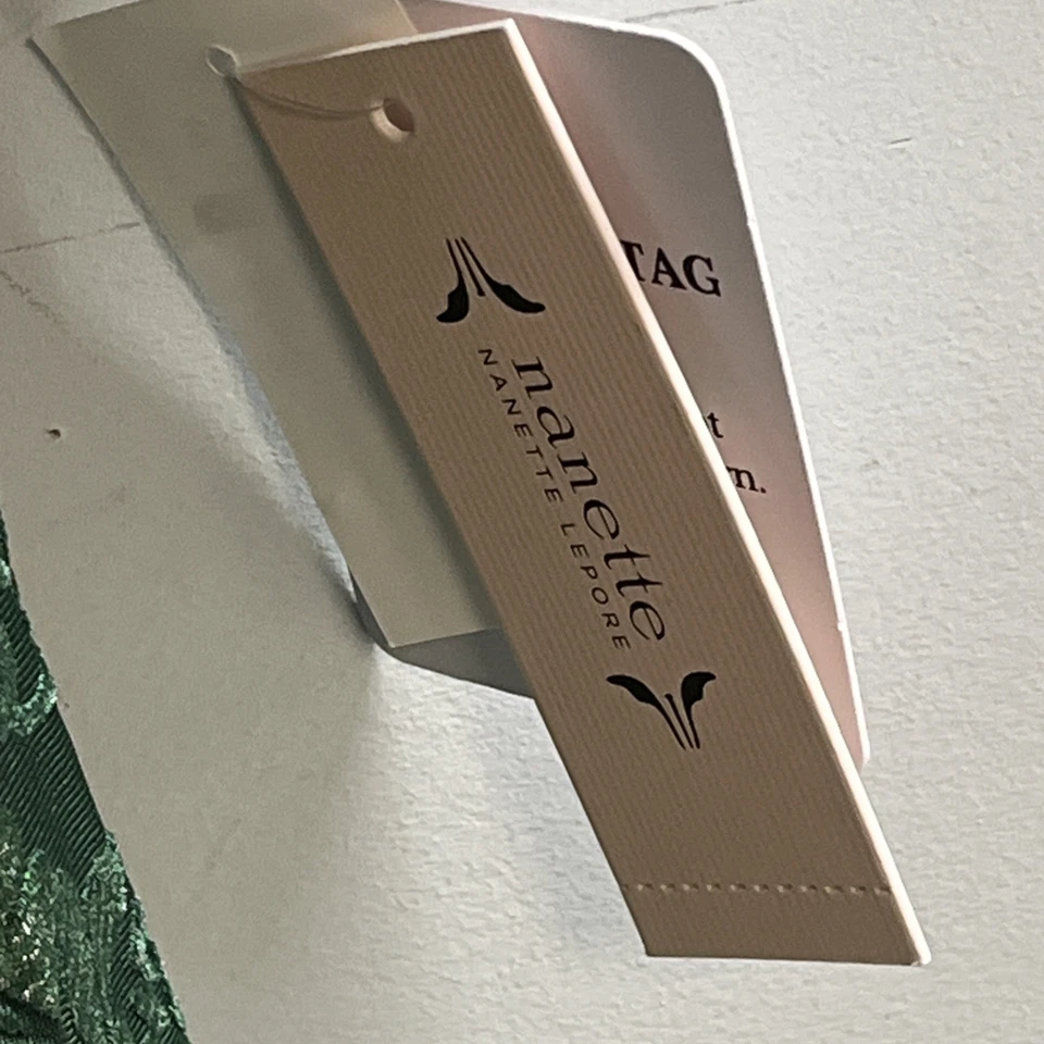 Платье женское Nanette Lepore 8 зеленое с цветочным рисунком выгорание бархатное с искусственным запахом оборка вечеринка - Изображение 4 из 4