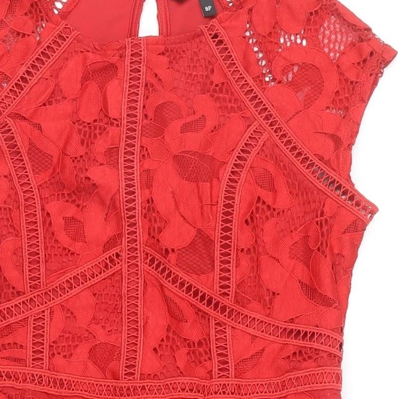 Next Women's Red Lace Petites Dress Size 8 — 第 4/4 张图片