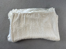 Giraffe At Home Throw Blanket 41x55 Embossed Damask Silk Blend Satin Trim Cream