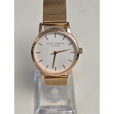 Ladies Eddie Borgo Rose Gold Tone Mesh Band White Dial Analog