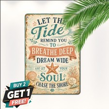Beachy Bedroom Decor Plaque Retro Coastal Ocean Wall Art Metal Tin Sign