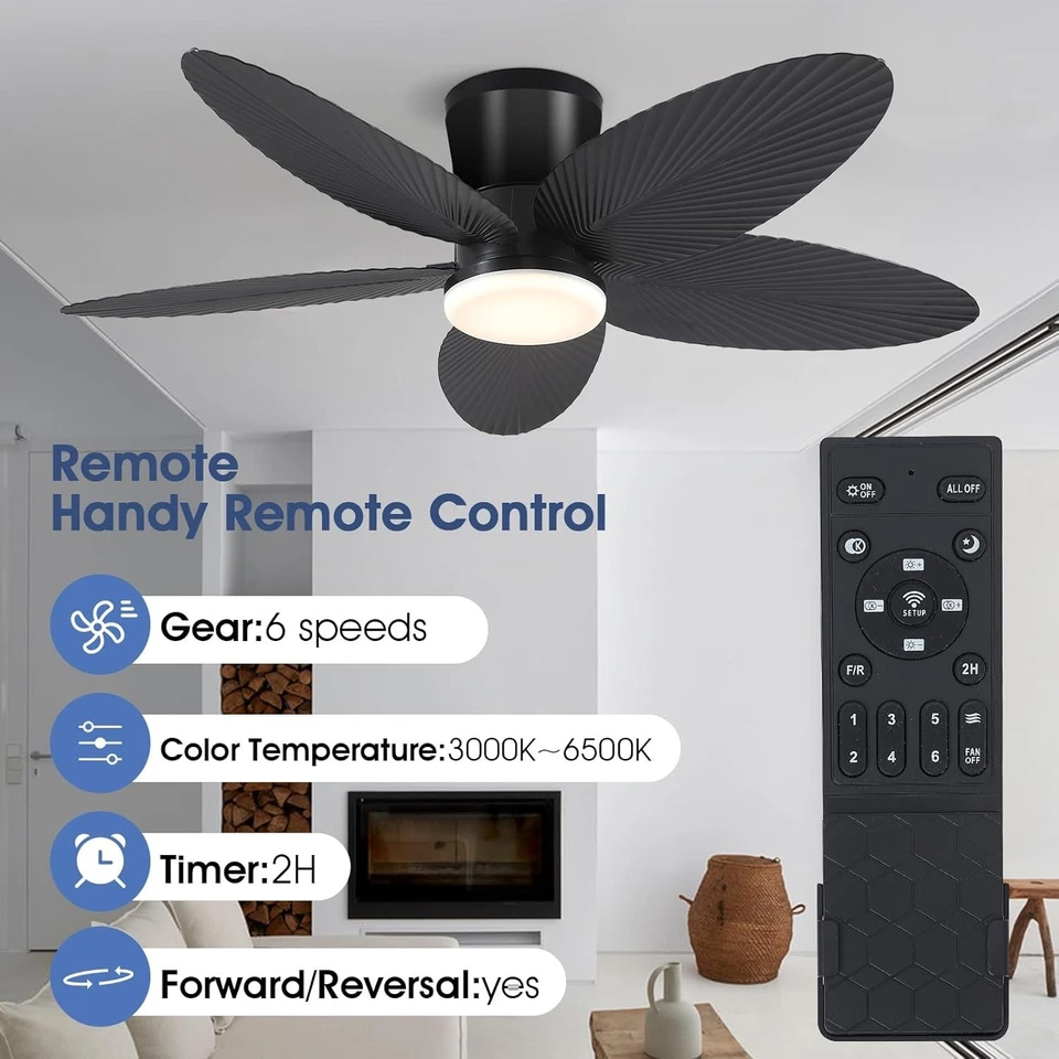 Memory Function Ceiling Fan Light, 6 Speeds, 2/4-Hr Timer - Image 4 of 4