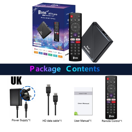Smart TV98 TV Stick Android 14 ATV WiFi HD 8K 3D TV Box Media Player 2GB+16GB UK - Picture 16 of 28